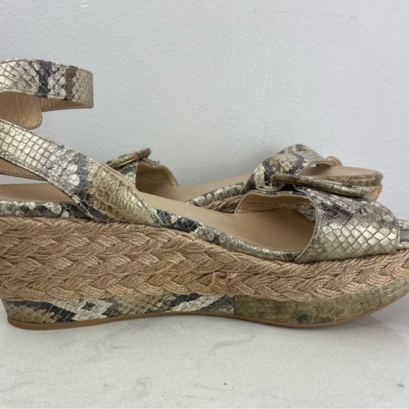STUART WEITZMAN SNAKESKIN WEDGE BUCKLE ESPADRILLE SANDALS - Picture 16 of 16